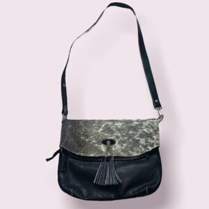 La Curtiembre Black Leather Cowhide Satchel Shoulder Crossbody Bag